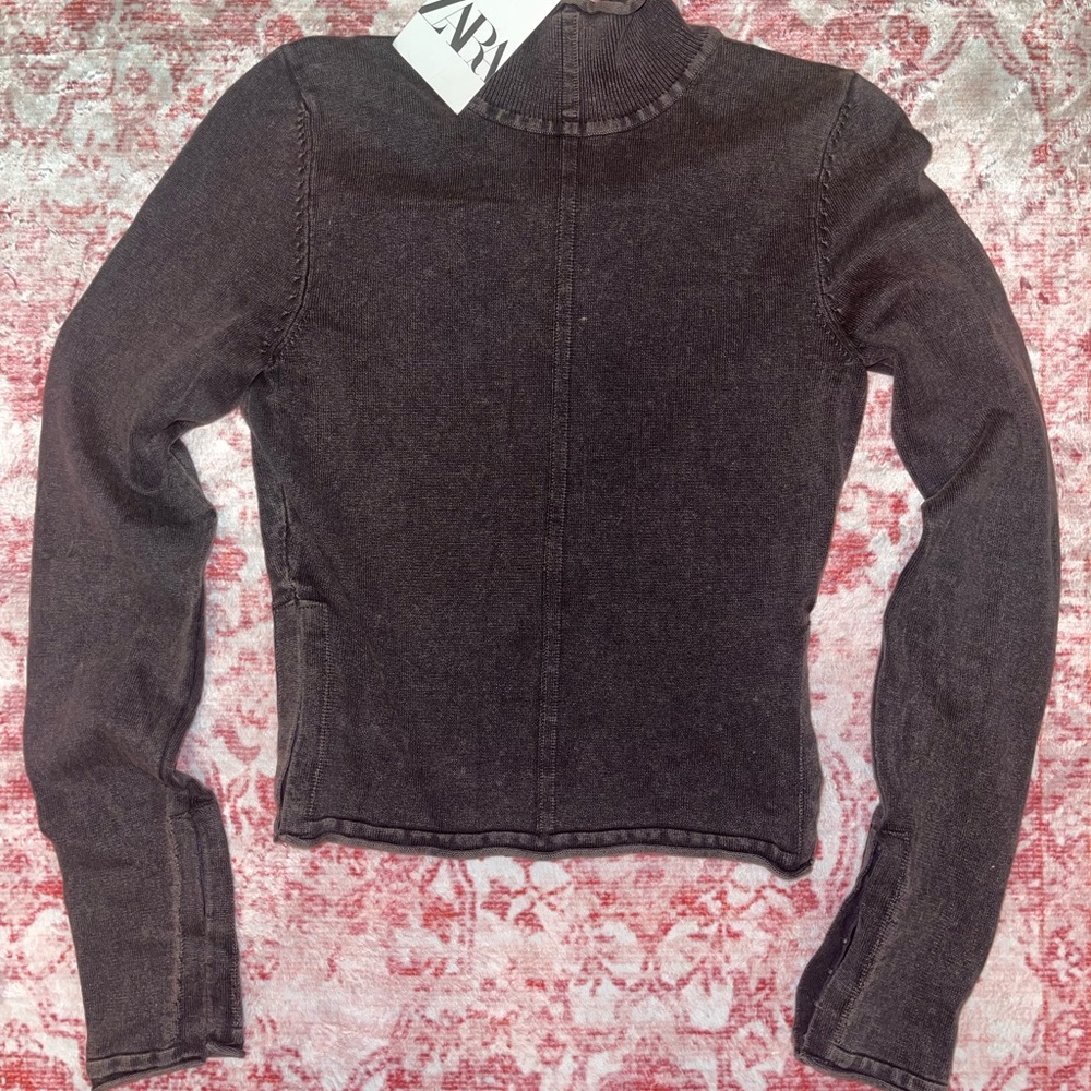 Zara Charcoal Long Sleeve Denim Top